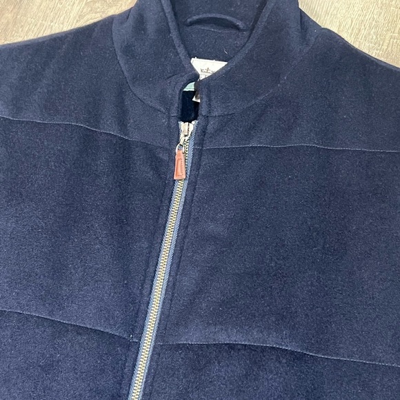 Peter Millar Large Wool Cashmere Blend Lux Insulated Dress Vest Leather Detail - Picture 3 of 11